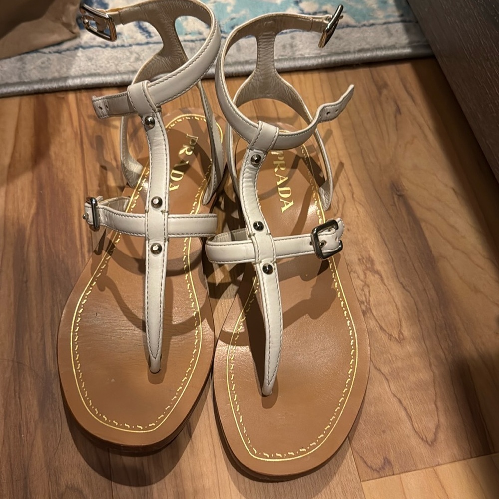 Beautiful White Prada Sandals